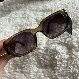 Express Clear Olive Rectangular Sunglasses